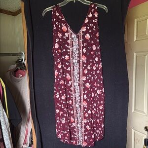 Maurices Floral Maxi Dress - Burgundy and White